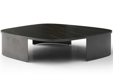 Whiteline Modern Living Tori Square Ceramic Black Gold Coffee Table WMLCT1895LBLK