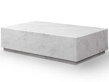 Whiteline Modern Living Iris Rectangular Marble White Coffee Table WMLCT1927RWHT