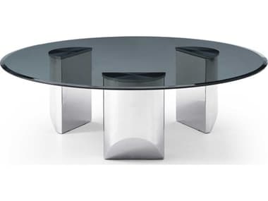 Whiteline Modern Living Naomi Round Glass Silver Coffee Table WMLCT1934SLV