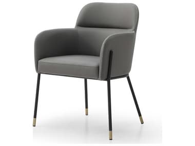 Whiteline Modern Living Heidi Black Faux Leather Arm Dining Chair WMLDAC1842PDGRY
