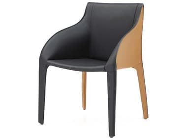 Whiteline Modern Living Emory Black Faux Leather Arm Dining Chair WMLDAC1881PBLKBRN