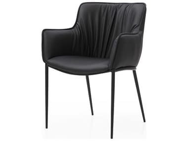 Whiteline Modern Living Tiffany Black Faux Leather Arm Dining Chair WMLDAC1928PBLK