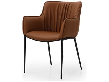 Whiteline Modern Living Tiffany Brown Faux Leather Arm Dining Chair WMLDAC1928PBRN