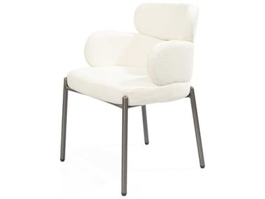 Whiteline Modern Living Adele White Upholstered Arm Dining Chair WMLDAC2036FWHT