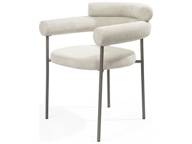 Whiteline Modern Living Ella Gray Upholstered Arm Dining Chair Set of 2 WMLDAC2037FLGRY