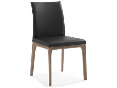 Whiteline Modern Living Stella Walnut Wood Black Faux Leather Armless Dining Chair Set of 2 WMLDC1454WLTBLK