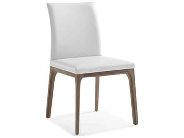 Whiteline Modern Living Stella Walnut Wood White Faux Leather Armless Dining Chair Set of 2 WMLDC1454WLTWHT
