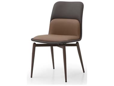 Whiteline Modern Living Bruno Brown Faux Leather Armless Dining Chair Set of 2 WMLDC1474BRNDGRY