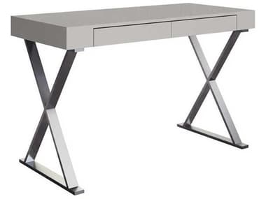Whiteline Modern Living Elm Light Grey Polished Silver Writing Desk WMLDK1205LLGRY