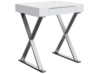 Whiteline Modern Living Elm White Polished Silver Writing Desk WMLDK1205SWHT