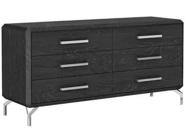 Whiteline Modern Living Los Angeles 6-Drawers Black Double Dresser WMLDR1618DGRY