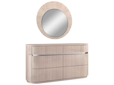 Whiteline Modern Living Waves 6-Drawers Double Dresser with Mirror WMLDR1753BEISET