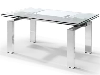 Whiteline Modern Living Cuatro Rectangular Glass Silver Dining Table WMLDT1234