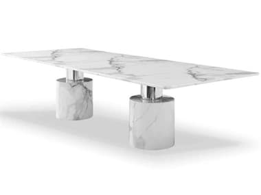 Whiteline Modern Living Geneva Rectangular Marble White Dining Table WMLDT1640XLWHT