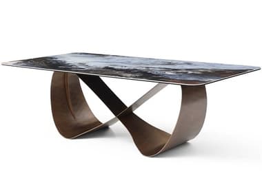 Whiteline Modern Living Tiffany Rectangular Ceramic Multi Dining Table WMLDT1928CRMBRZ
