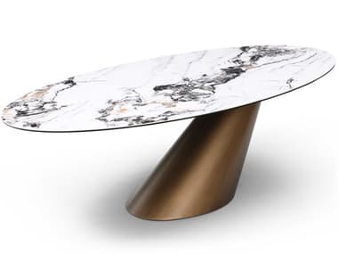 Whiteline Modern Living Alondra Oval Glass Multi Dining Table WMLDT1931BRZ