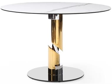 Whiteline Modern Living Gloria Round Ceramic White Dining Table WMLDT1935WHT