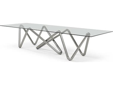 Whiteline Modern Living Anaconda Rectangular Glass Silver Dining Table WMLDT2035NKL