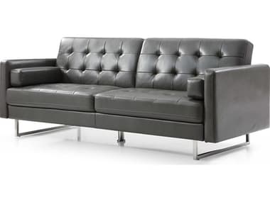 Whiteline Modern Living Giovanni Grey Silver Faux Leather Sofa Bed WMLSO1195PGRY