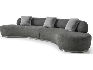 Whiteline Modern Living Perla Dark Grey Brushed Silver Upholstered Sofa WMLSO2009FDGRY
