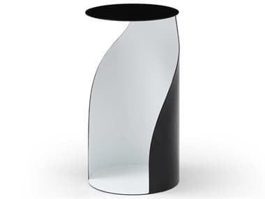 Whiteline Modern Living Willie Round Metal Black White End Table WMLST1874LBLKWHT