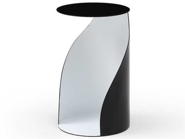 Whiteline Modern Living Willie Round Metal Black White End Table WMLST1874SBLKWHT