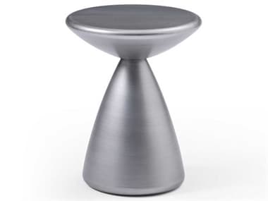 Whiteline Modern Living Ayla Round Metal Brushed Silver End Table WMLST1875SLV