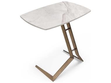 Whiteline Modern Living Katy Rectangular Ceramic Light Grey Brushed Bronze End Table WMLST1879LGRY