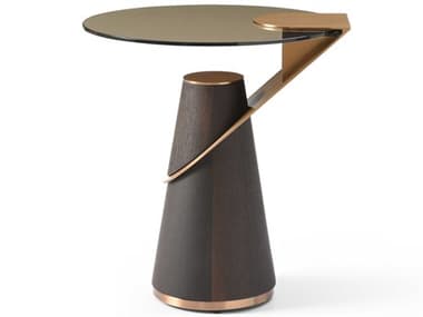 Whiteline Modern Living Zaria Round Glass Grey Rose Gold End Table WMLST1896BLK