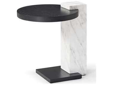 Whiteline Modern Living Mabel Round Marble Black White End Table WMLST1899BLK