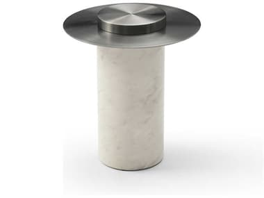 Whiteline Modern Living Aviana Round Steel White End Table WMLST1903
