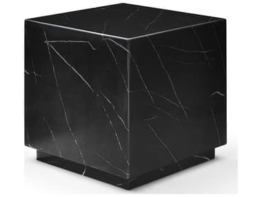 Whiteline Modern Living Iris Square Marble Black End Table WMLST1927BLK