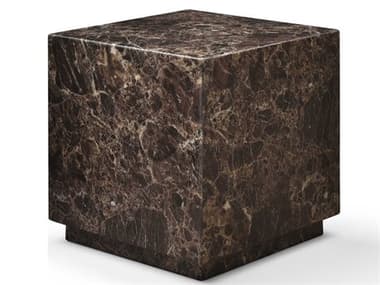 Whiteline Modern Living Iris Square Marble Brown End Table WMLST1927DEMP