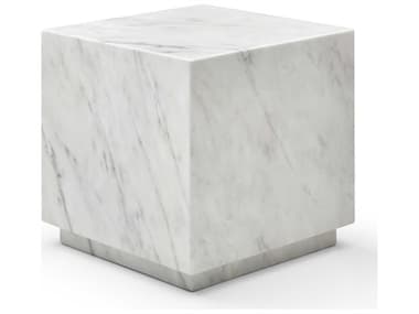 Whiteline Modern Living Iris Square Marble White End Table WMLST1927WHT