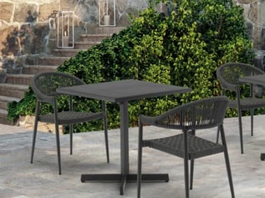 Whiteline Modern Living Outdoor Belle Dark Grey Aluminum Dining Set WMOBELLEDINSET