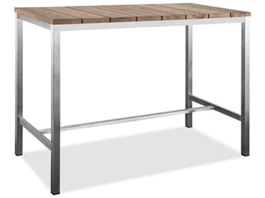 Whiteline Modern Living Outdoor Stone Brown Aluminum Rectangular Bar Table WMOBR1597