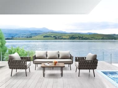 Whiteline Modern Living Outdoor Oasis Taupe Aluminum Cushion Lounge Set WMOCOL1563TAU