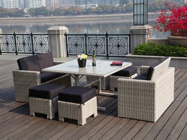 Whiteline Modern Living Outdoor Robinson White Wicker Cushion Lounge Set WMOCOL1672WHT
