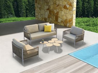 Whiteline Modern Living Outdoor Catalina Taupe Rope Cushion Lounge Set WMOCOL1751TAU