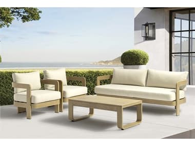 Whiteline Modern Living Outdoor Sally Beige Wood Cushion Lounge Set WMOCOL2005BEI
