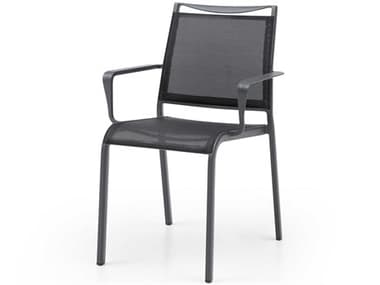 Whiteline Modern Living Outdoor Aloha Grey Aluminum Sling Dining Chair WMODAC1566GRY