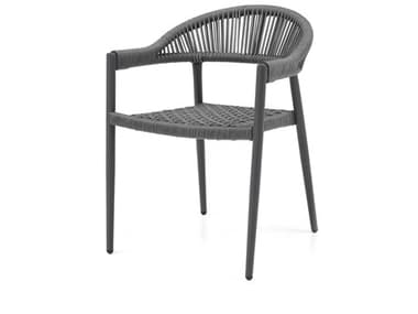 Whiteline Modern Living Outdoor Leyla Dark Grey Aluminum Rope Dining Chair WMODAC1677GRY