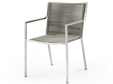 Whiteline Modern Living Outdoor Rhea Light Brown Aluminum Rope Dining Chair WMODAC1834LBRN
