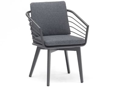 Whiteline Modern Living Outdoor Kassey Dark Grey Aluminum Cushion Dining Chair WMODAC1835DGRY