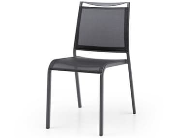 Whiteline Modern Living Outdoor Aloha Dark Grey Black Aluminum Sling Dining Chair WMODC1566GRY