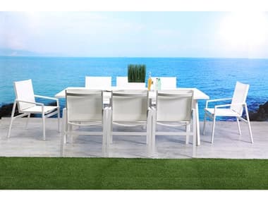 Whiteline Modern Living Outdoor Rio White Aluminum Dining Set WMORIODINSET