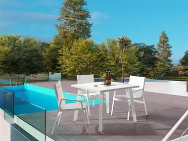 Whiteline Modern Living Outdoor Rio White Aluminum Dining Set WMORIODINSET3