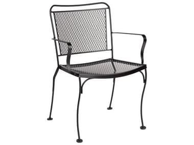 Woodard Constantine Wrought Iron Dining Arm Chair with Cushion WR130001ST