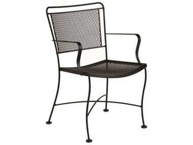 Woodard Constantine Wrought Iron Dining Arm Chair with Cushion WR130009ST