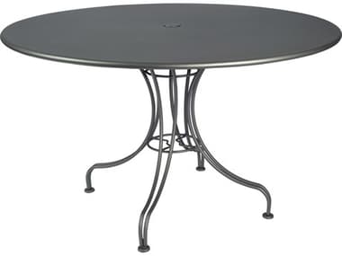 Woodard Wrought Iron 48'' Round Dining Table with Umbrella Hole WR13L4RU48